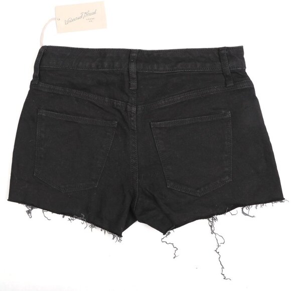 Universal Threads Hi-Rise Denim Shorts Cutoff Raw Hem Zip Fly Summer Black NEW - Picture 2 of 7